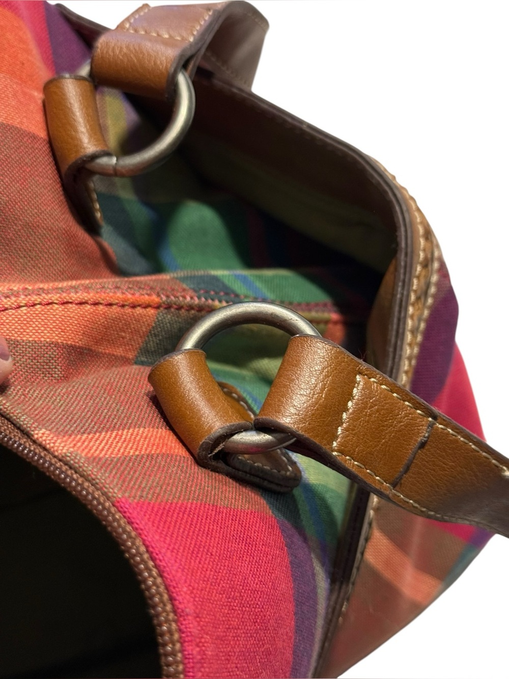 Madison Studio Plaid Multicolor Shoulder Bag with Faux Leather Trim - Picture 12 of 14